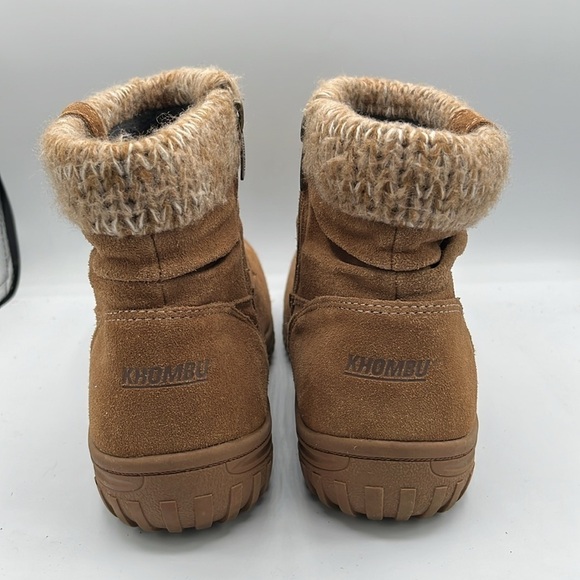 KHOMBU Women’s Size 11M Laura Chestnut Brown Suede LeatherBoot Knit Trim Zip - Picture 3 of 14